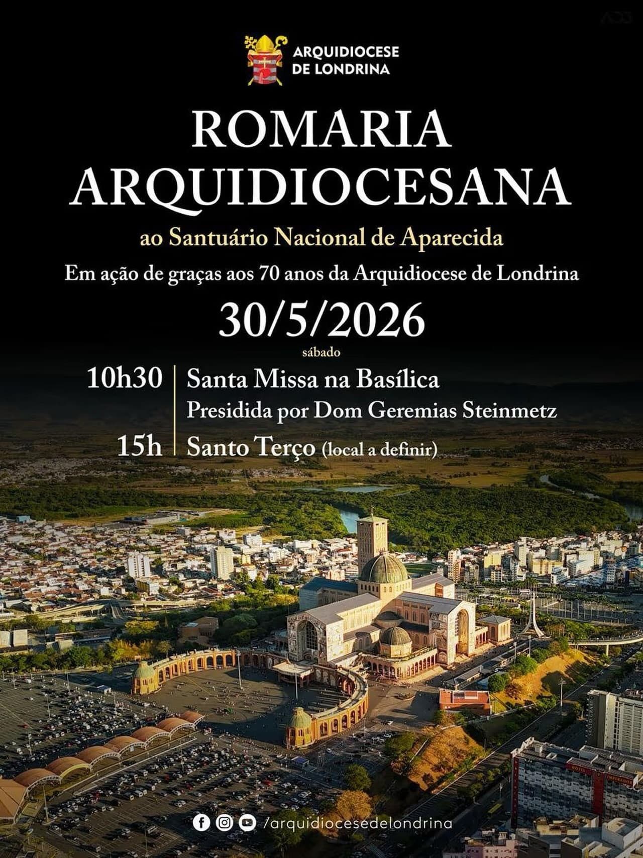 Romaria Arquidiocesana ao Santuário Nacional de Aparecida 2026